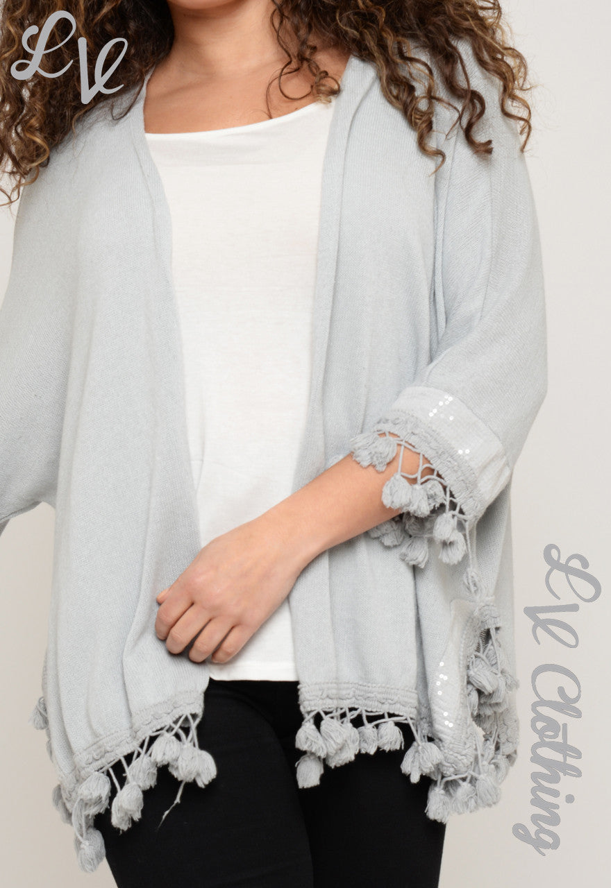 Ladies Knitted Pom Pom Cardigan £17.99