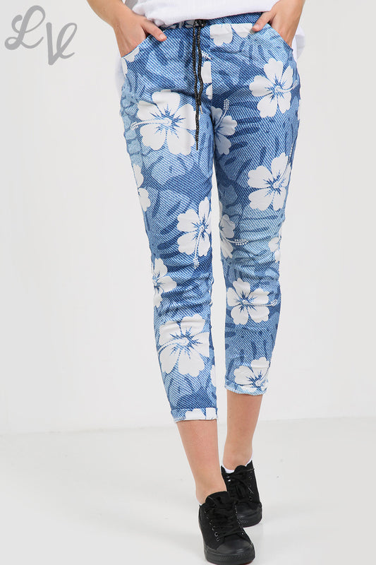 Dames Magic Broek Jeans Met Bloemenprint - Stukprijs Was €3,99