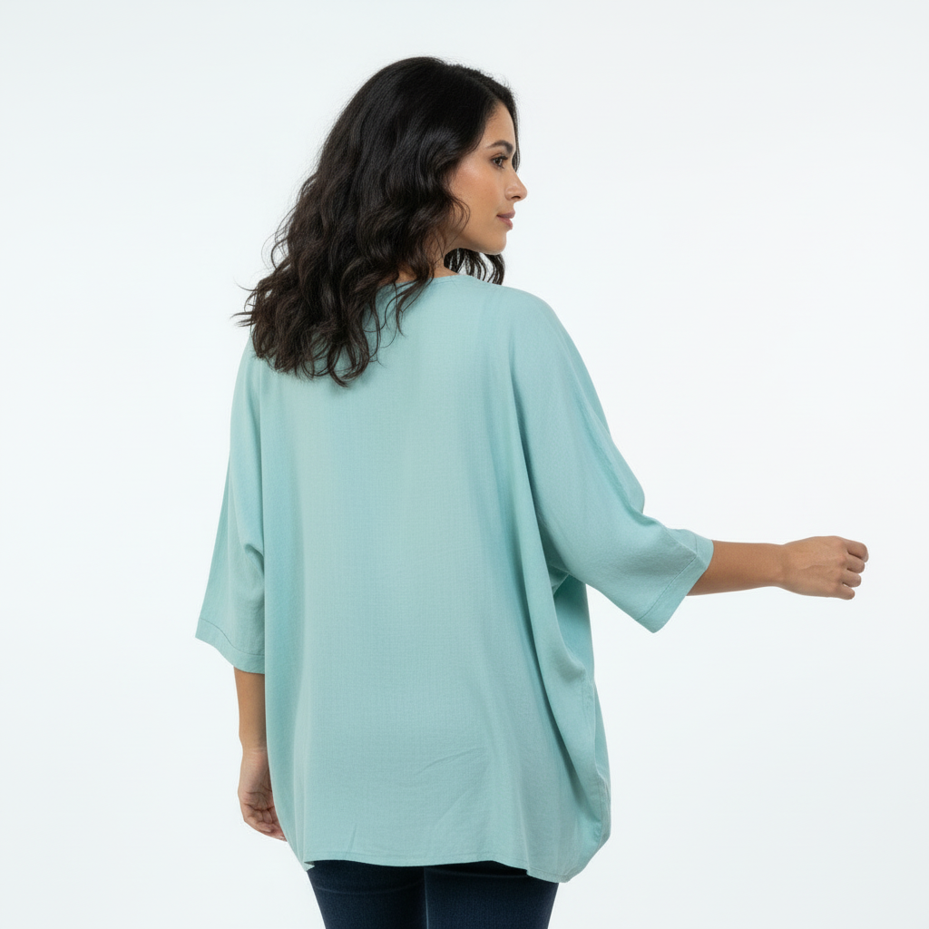 Floral Print Relaxed Fit Sleeve Top - Mint