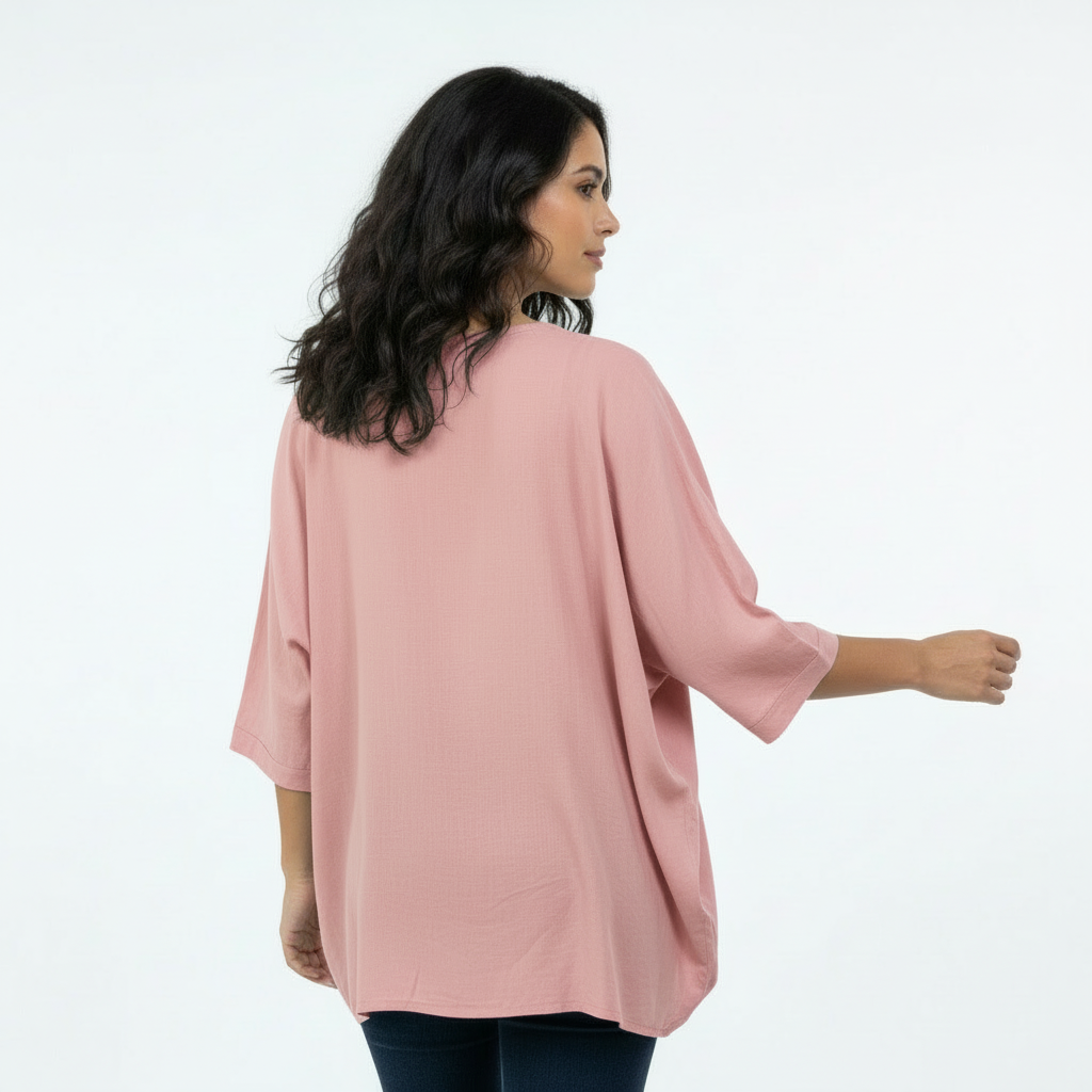 Floral Print Relaxed Fit Sleeve Top - Pink