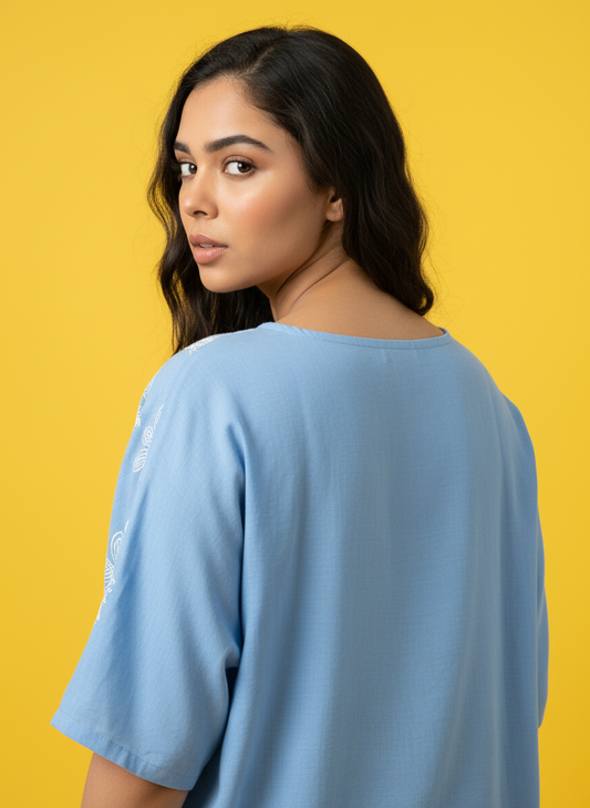 Floral Print Relaxed Fit Sleeve Top - Tiffany