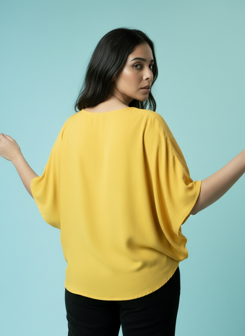 Floral Print Relaxed Fit Sleeve Top - Lemon