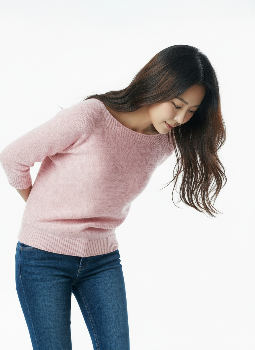 Knit Sweater with Floral Button Back Detail - Pink