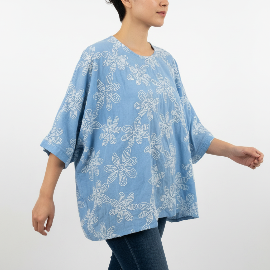Relaxed Fit Top met Bloemprint en Mouwen - Tiffany