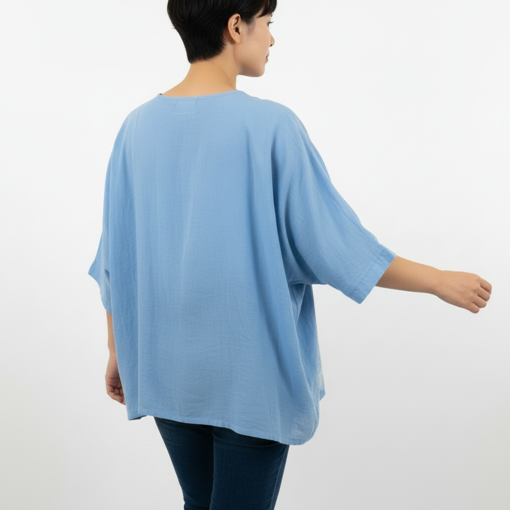 Relaxed Fit Top met Bloemprint en Mouwen - Tiffany