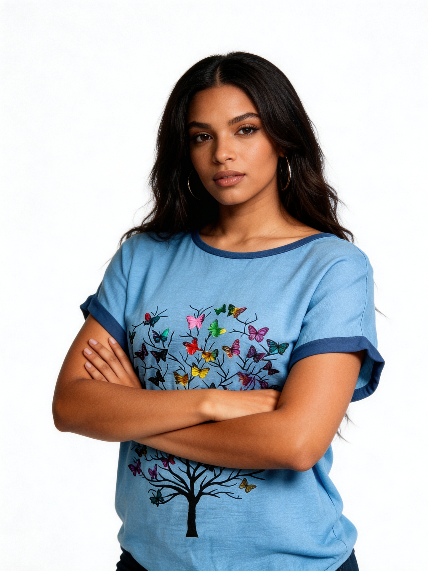 Butterfly Tree Graphic Relaxed Fit Top - Denim
