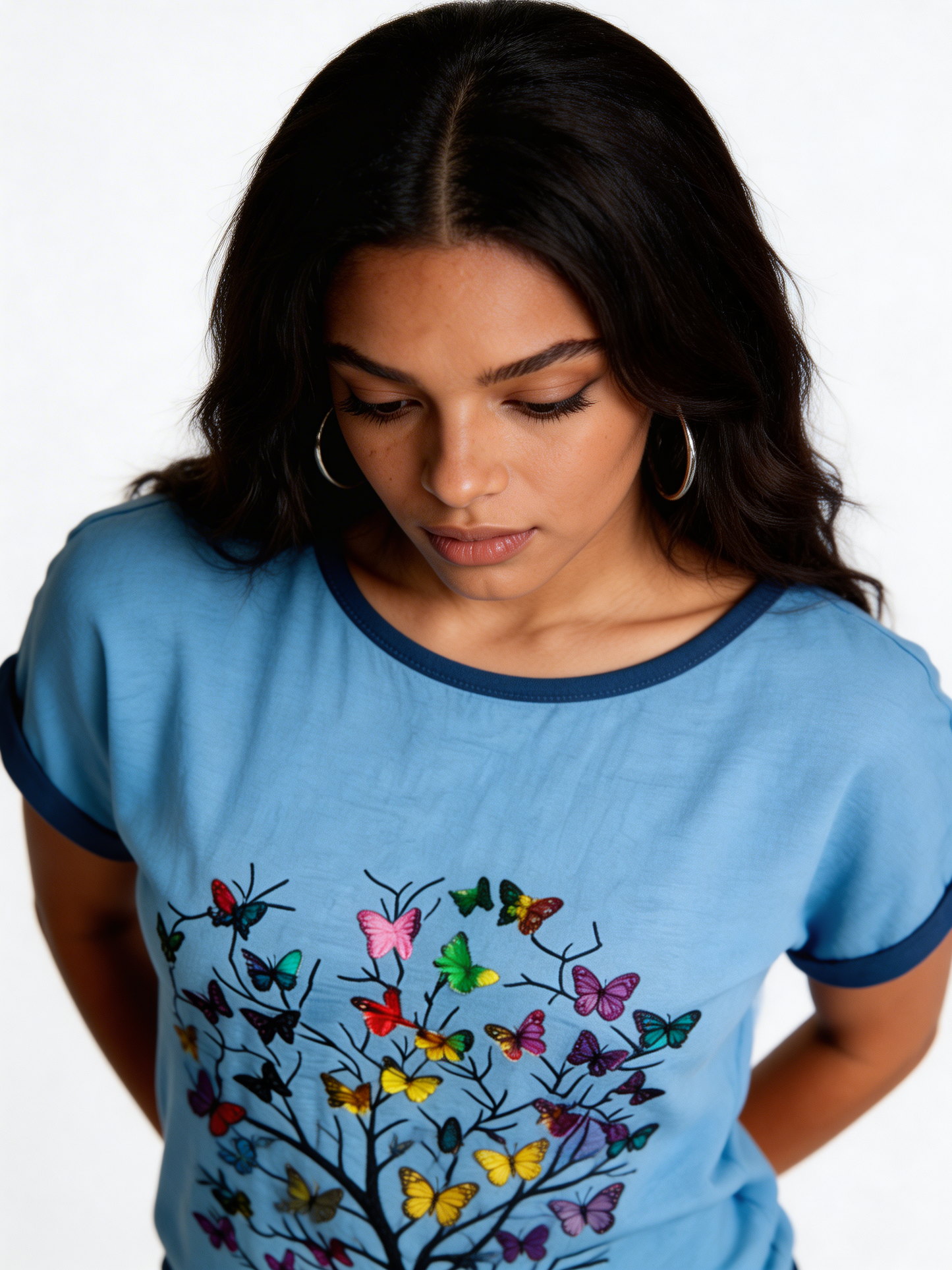 Butterfly Tree Graphic Relaxed Fit Top - Denim
