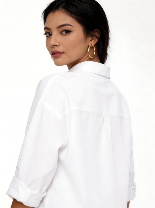 Classic Oversized White Button-Down Shirt - White