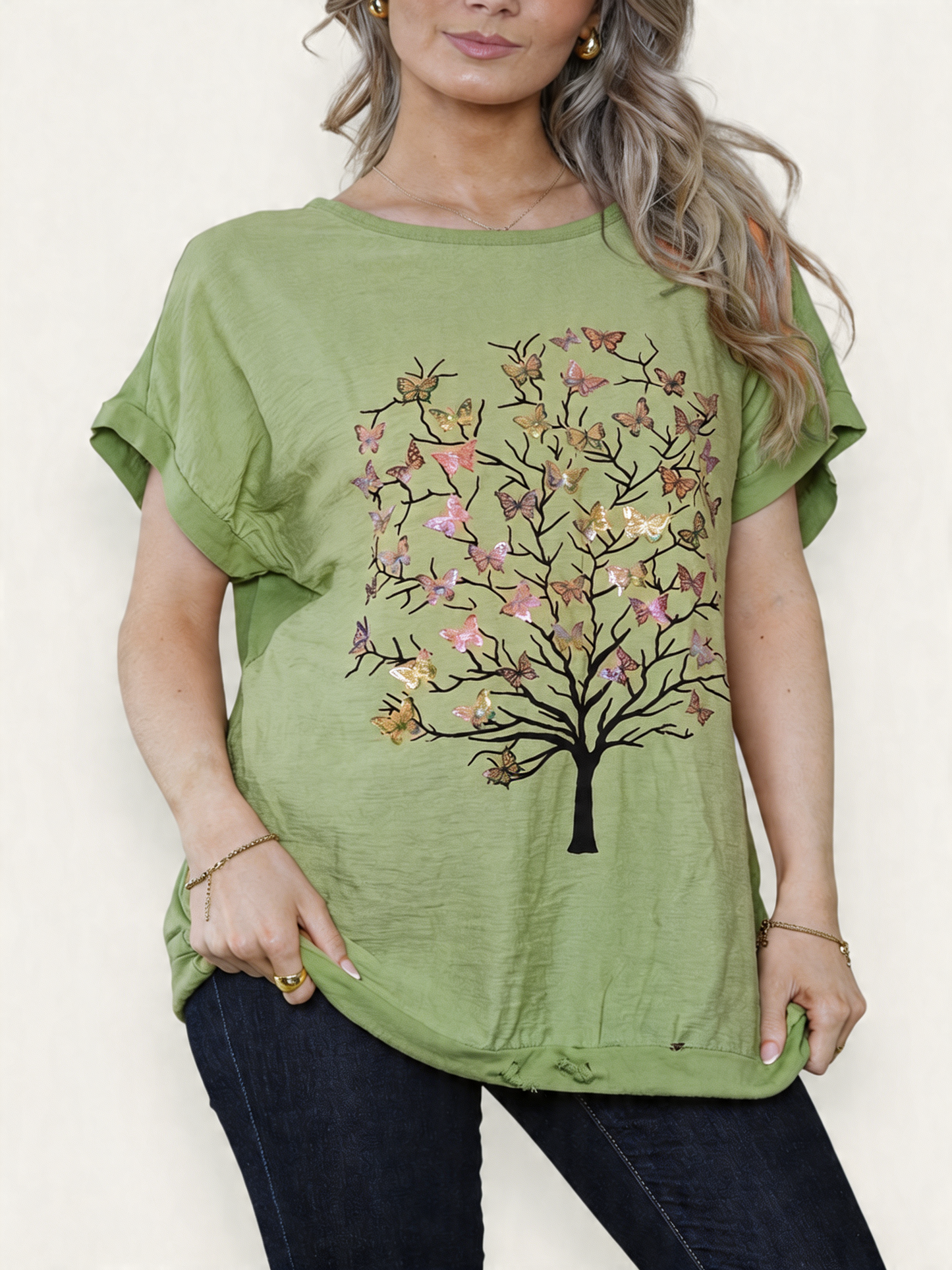 BUTTERFLY TREE FOIL TREE TOP LIGHT KHAKI