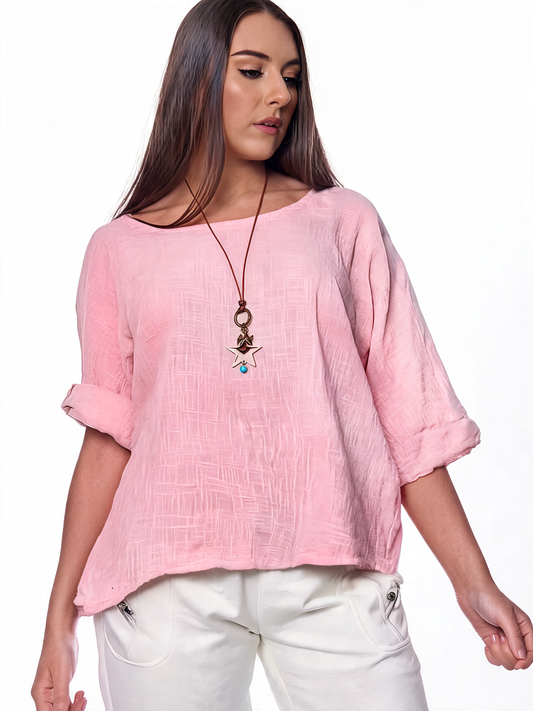 Ladies Plain Simple Top - Dusty Pink