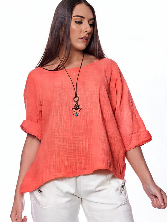 Ladies Plain Simple Top - Coral