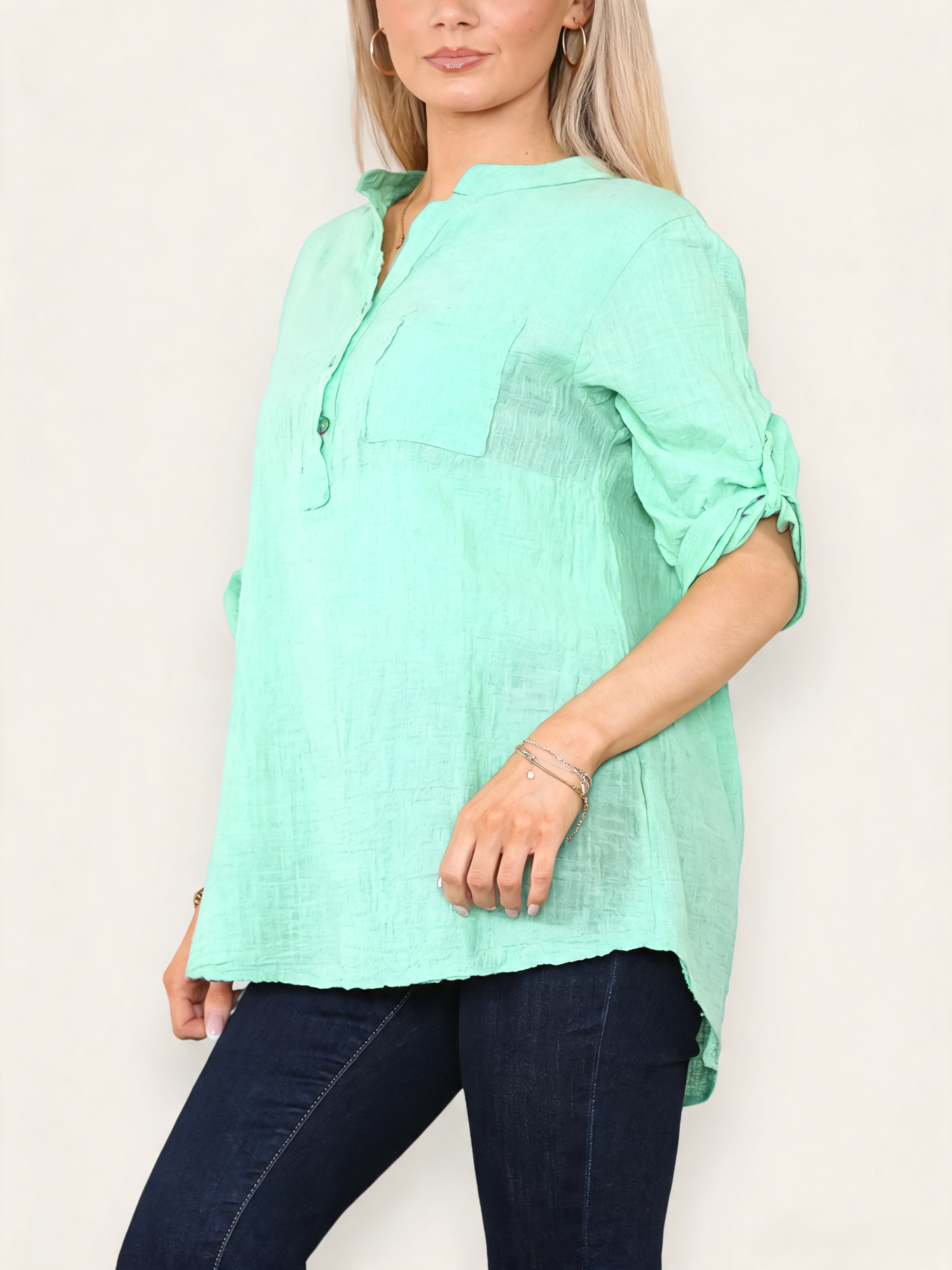 PLAIN GRANDAD SHIRT MINT
