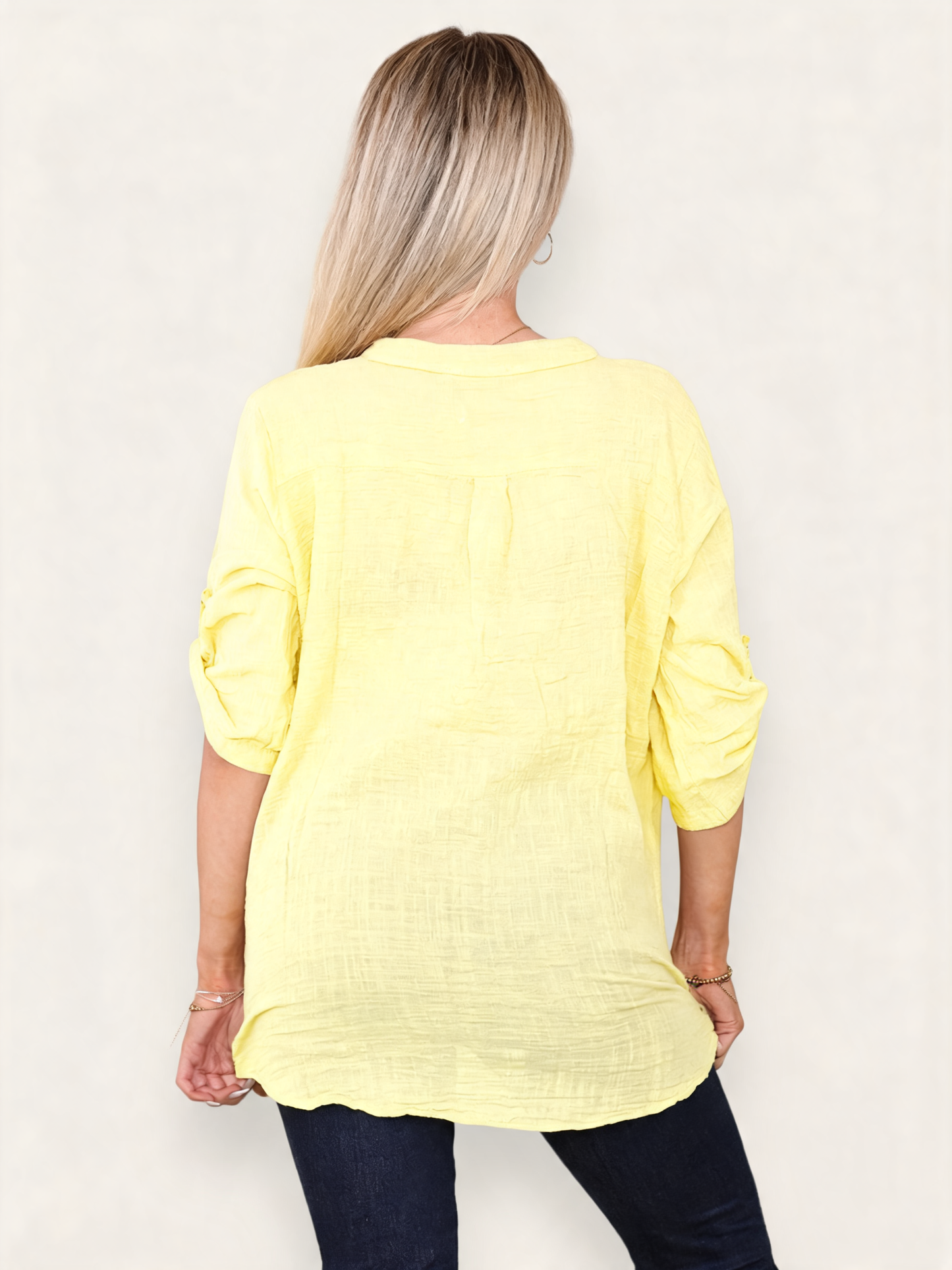 PLAIN GRANDAD SHIRT LEMON
