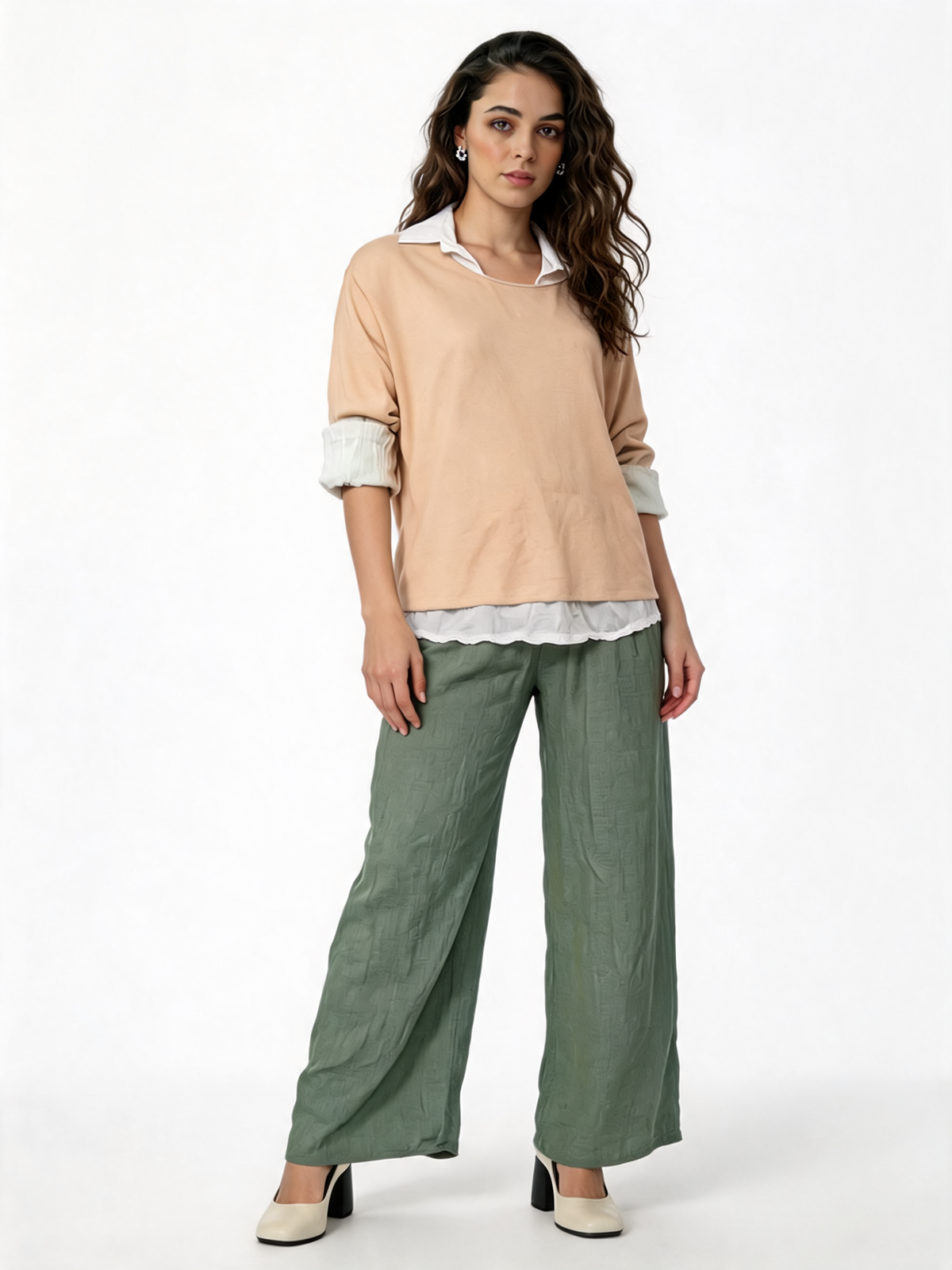 2-in-1 Layered Shirt Top |  Oversized Top with White Shirt Underlay