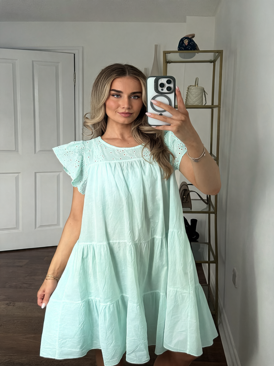 Azure Bloom Verfraaide Gelaagde Smockjurk - Roze