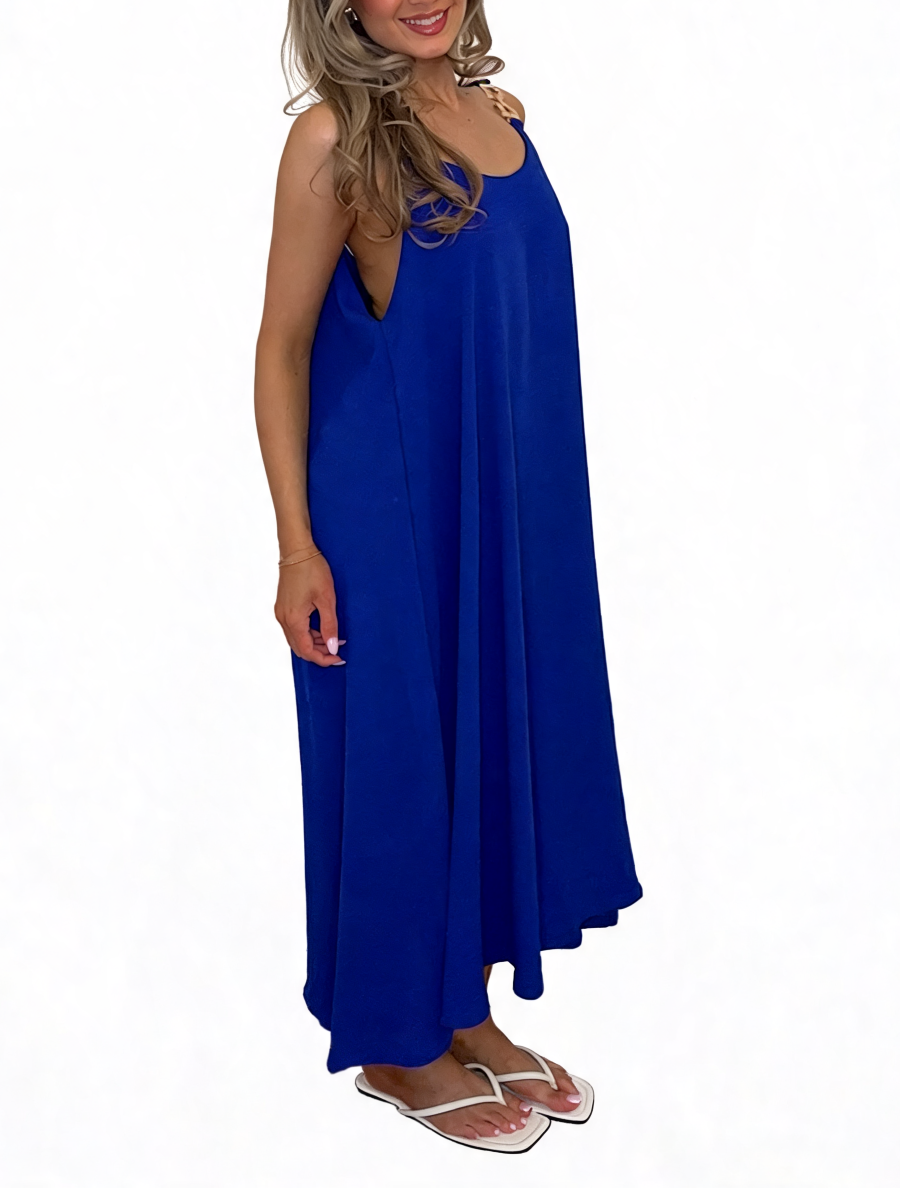 Buckle Strap Oversized Cami Maxi Dress - Royal Blue