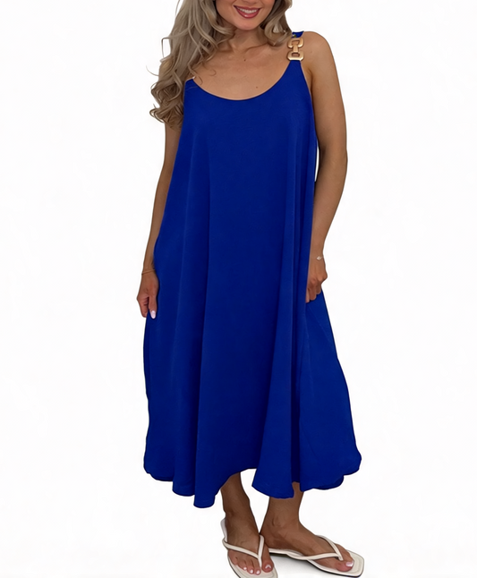 Buckle Strap Oversized Cami Maxi Dress - Royal Blue