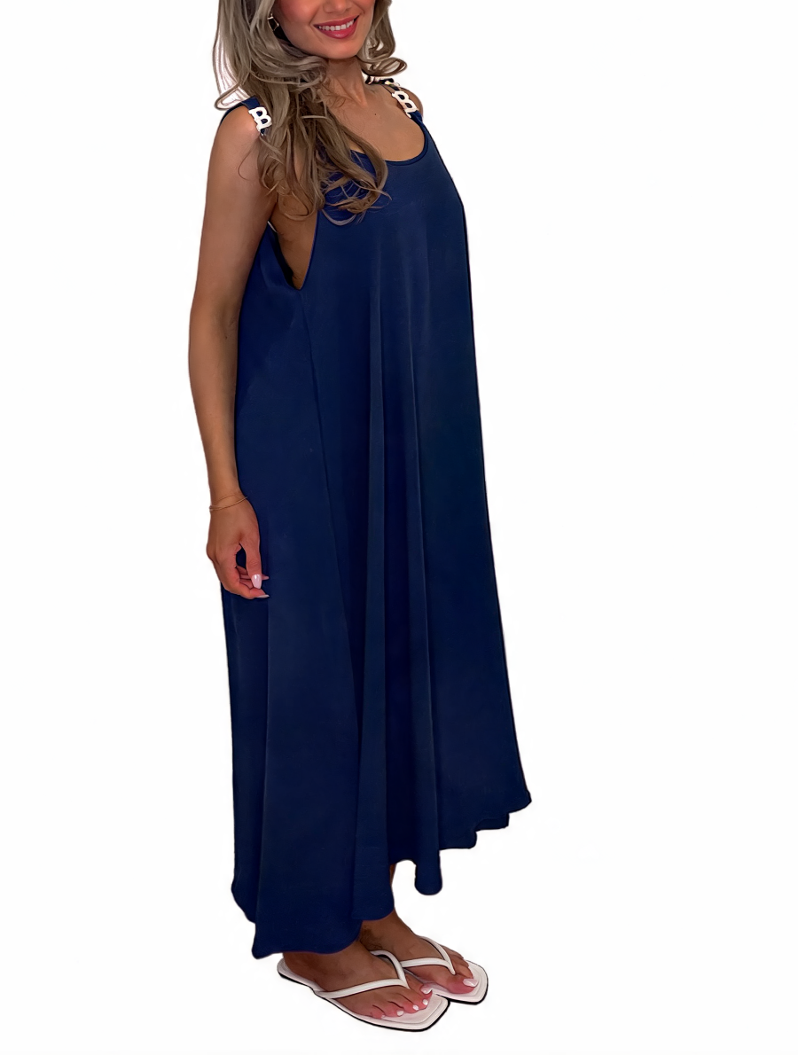 Buckle Strap Oversized Cami Maxi Dress - Navy