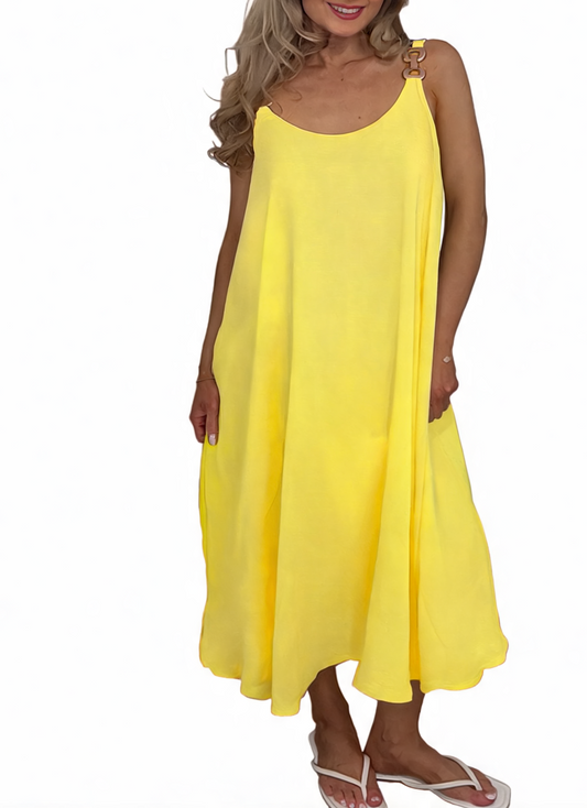 Buckle Strap Oversized Cami Maxi Dress - Lemon