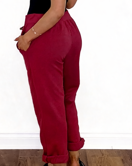 PLAIN JOGGING PANTS - RED