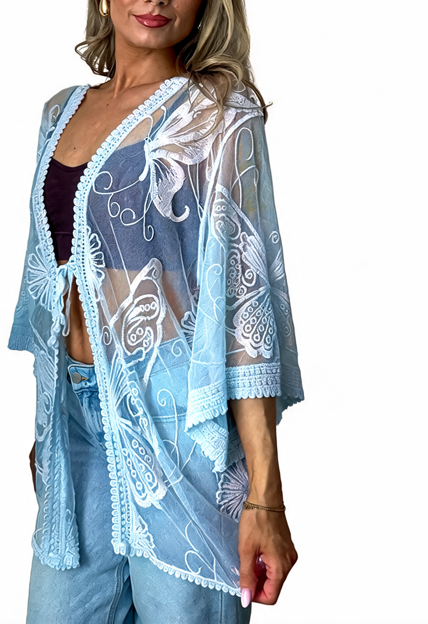Azure Bloom Verfraaide Gelaagde Smockjurk - Roze