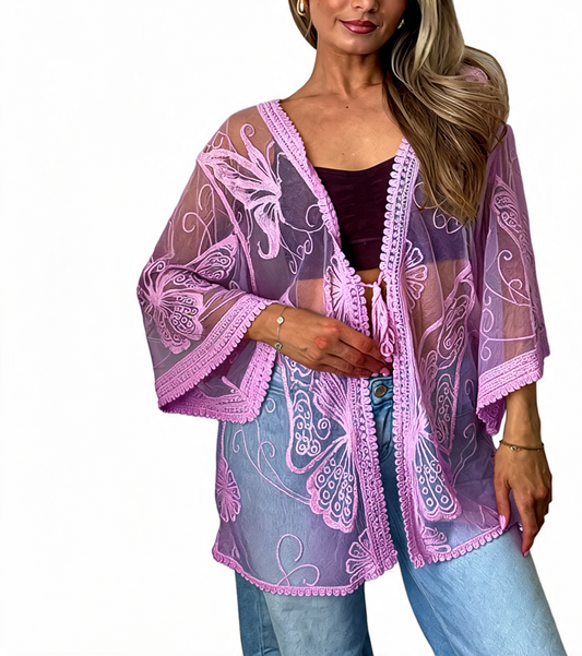 Azure Bloom Verfraaide Gelaagde Smockjurk - Roze