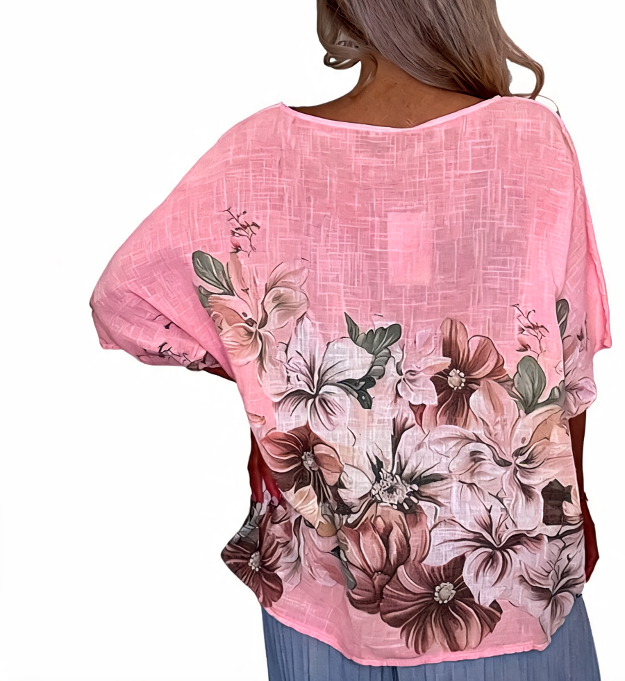 Azure Bloom Verfraaide Gelaagde Smockjurk - Roze