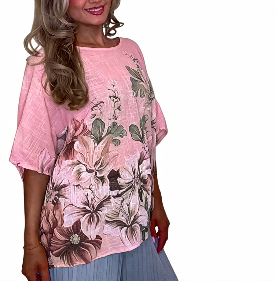 Azure Bloom Verfraaide Gelaagde Smockjurk - Roze