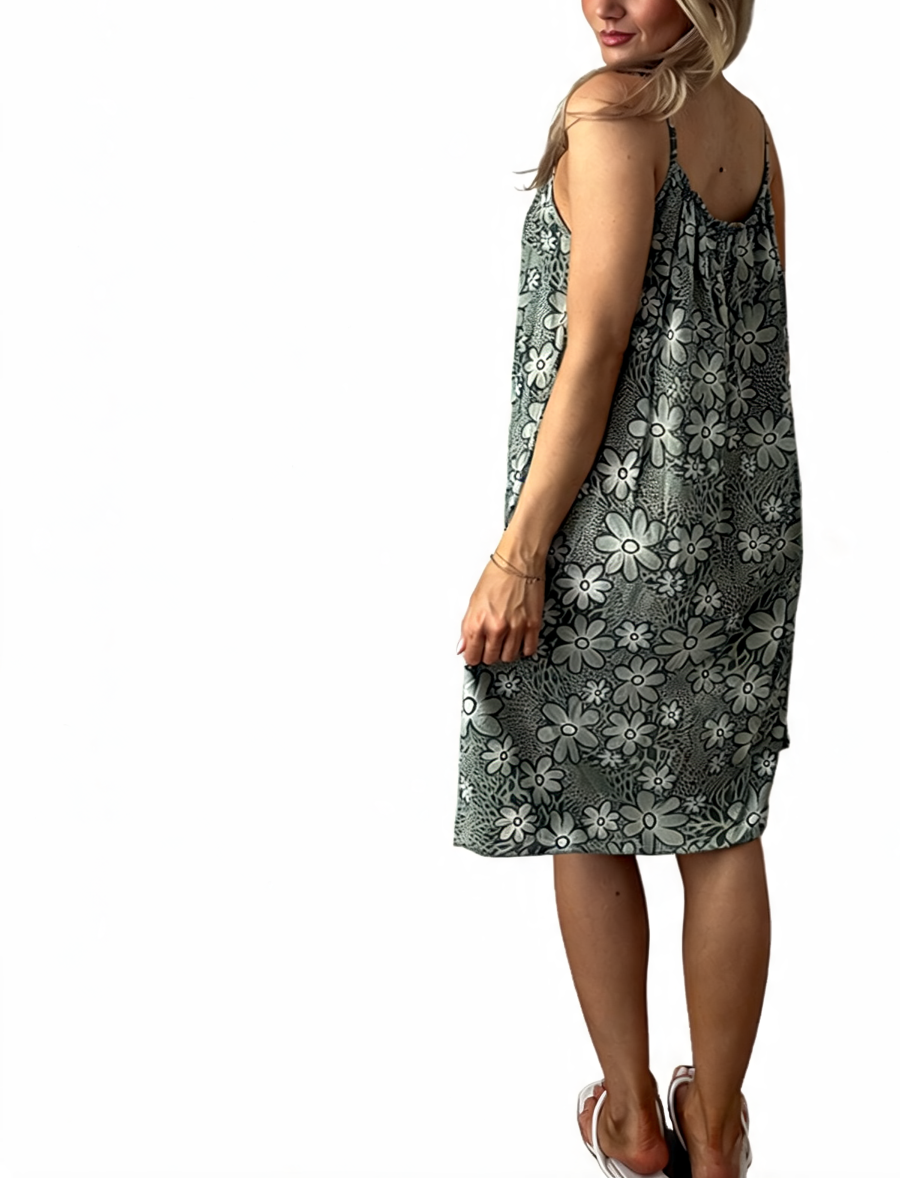 T-shirt met korte mouwen van bloemenkant en botanische print - Marineblauw