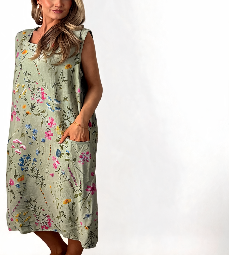T-shirt met korte mouwen van bloemenkant en botanische print - Marineblauw