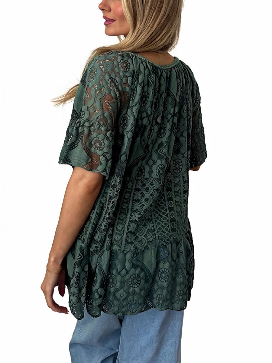 Boho Crochet Lace Tassel Tunic Top
