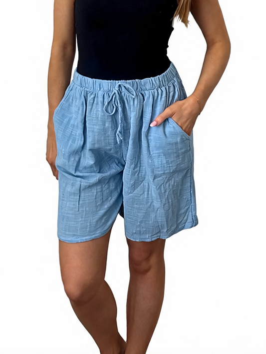 Linen-Blend Drawstring Shorts