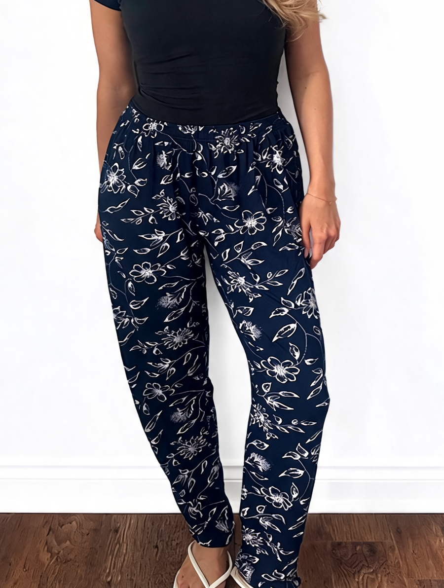 Sketch Floral Print Elasticated Trousers