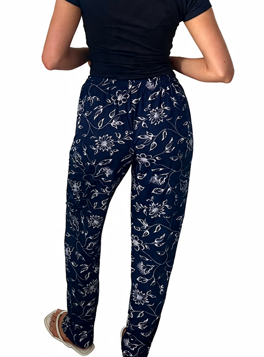 Sketch Floral Print Elasticated Trousers