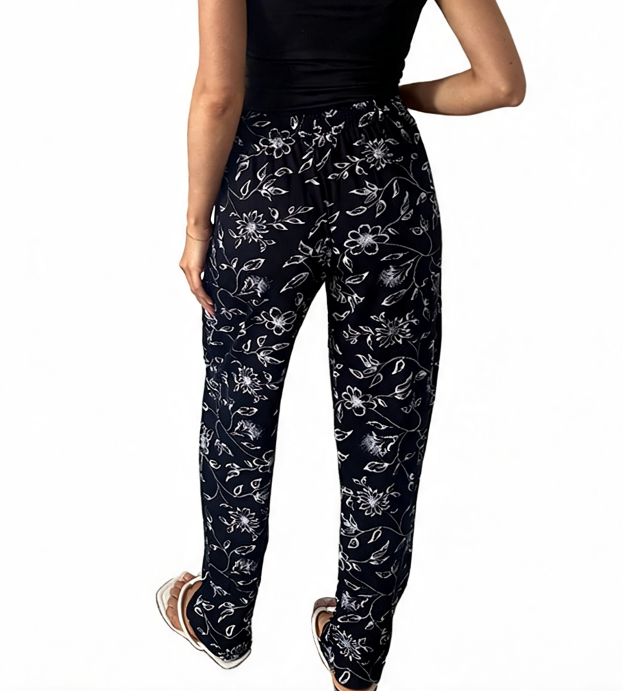 Sketch Floral Print Elasticated Trousers