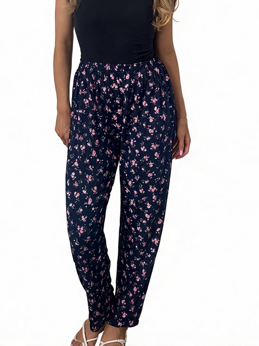 Small Floral Print Elasticated Trousers