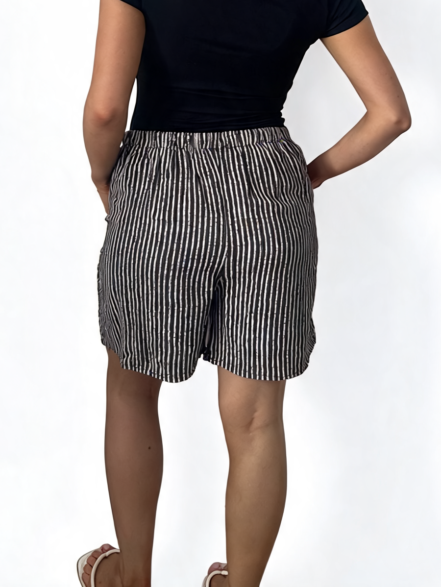 Striped Linen-Blend Drawstring Shorts