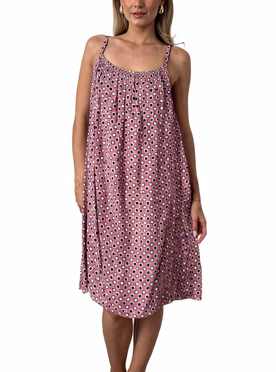 Polka Dot Scoop Neck Cami Midi Dress