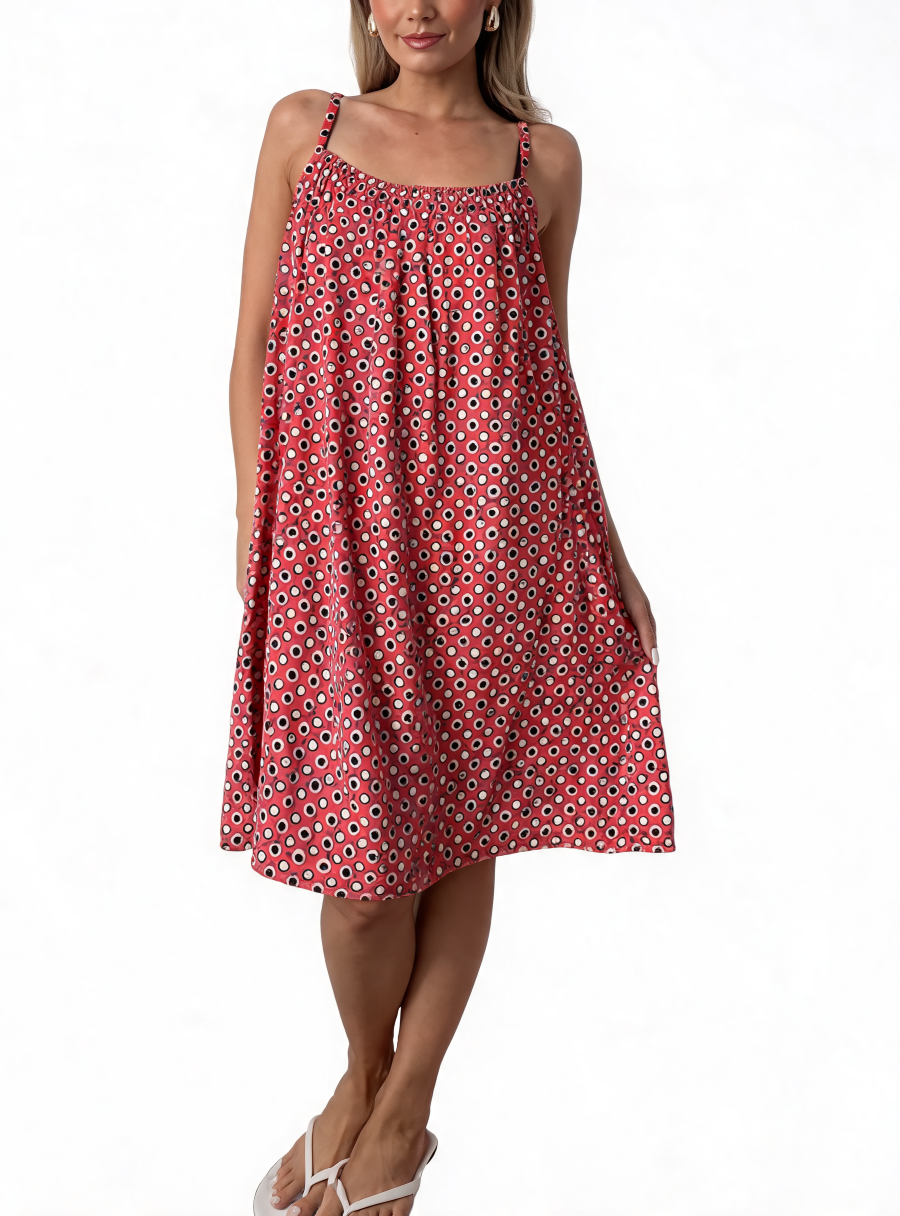 Polka Dot Scoop Neck Cami Midi Dress
