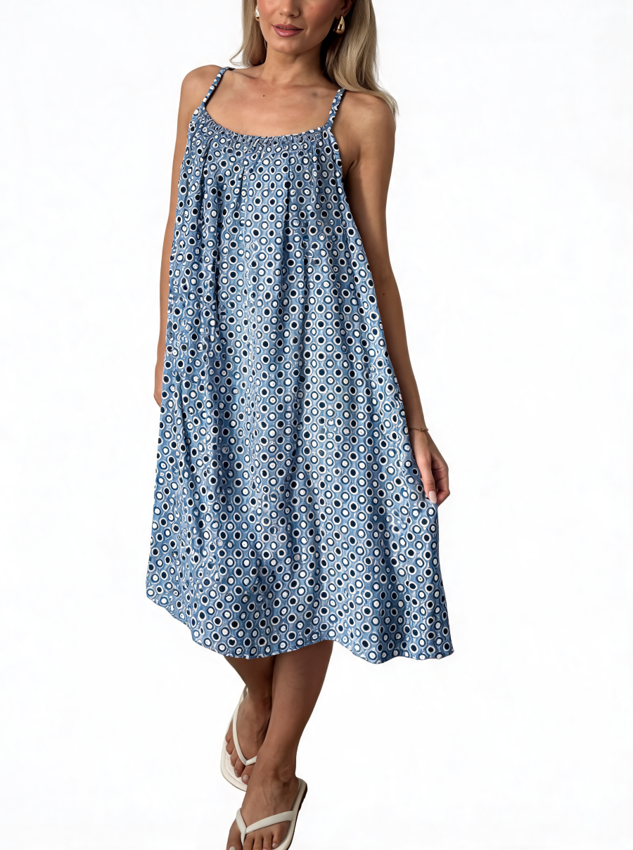 Polka Dot Scoop Neck Cami Midi Dress