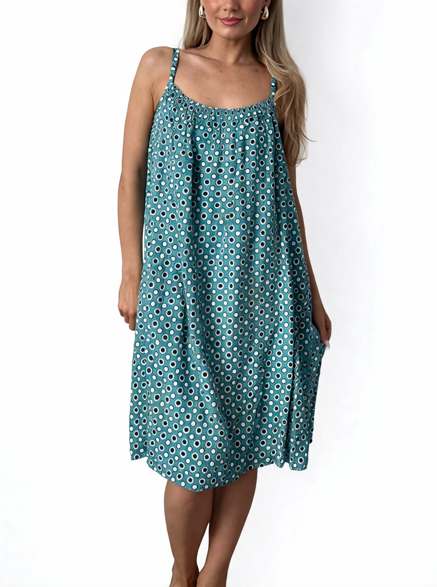 Polka Dot Scoop Neck Cami Midi Dress