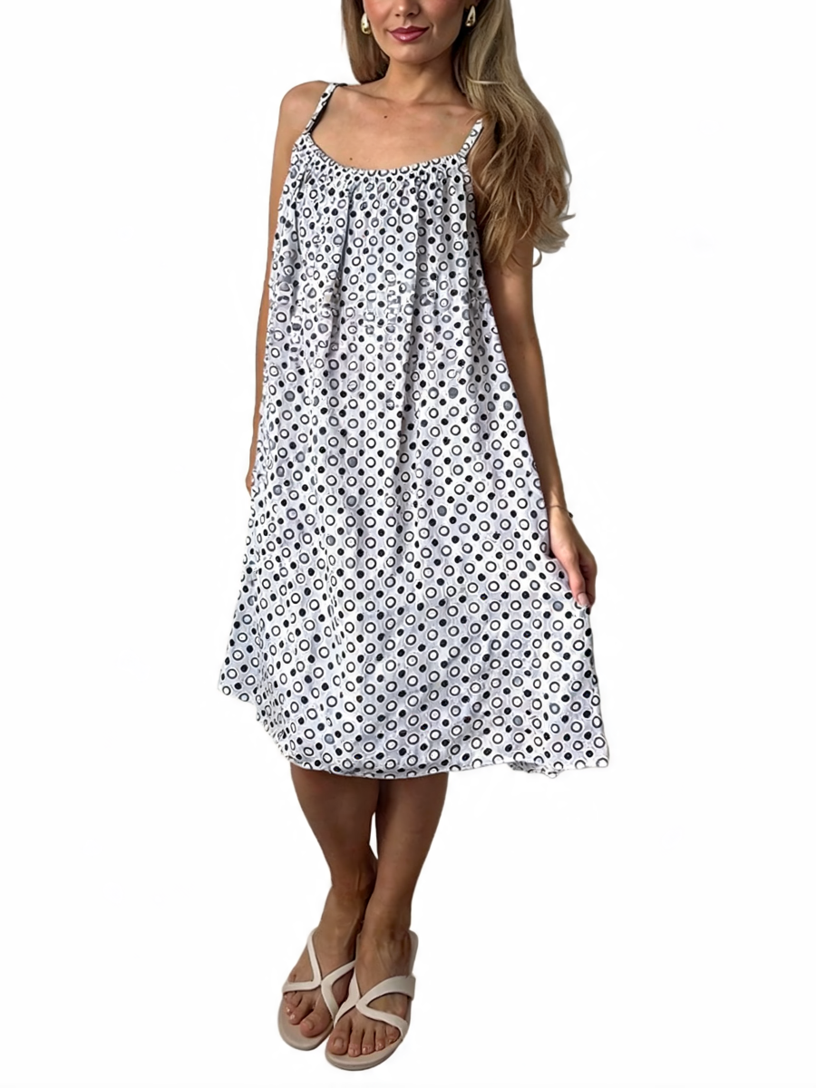 Polka Dot Scoop Neck Cami Midi Dress