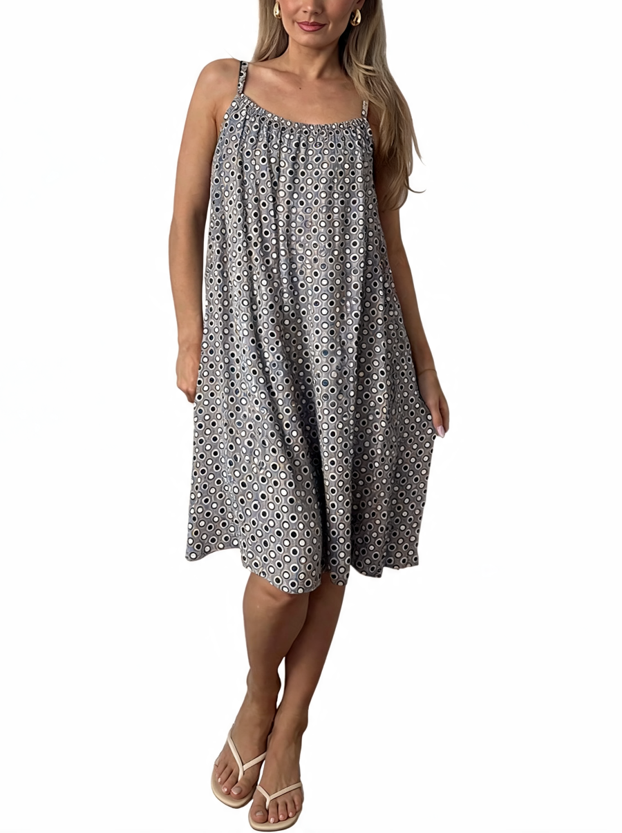 Polka Dot Scoop Neck Cami Midi Dress