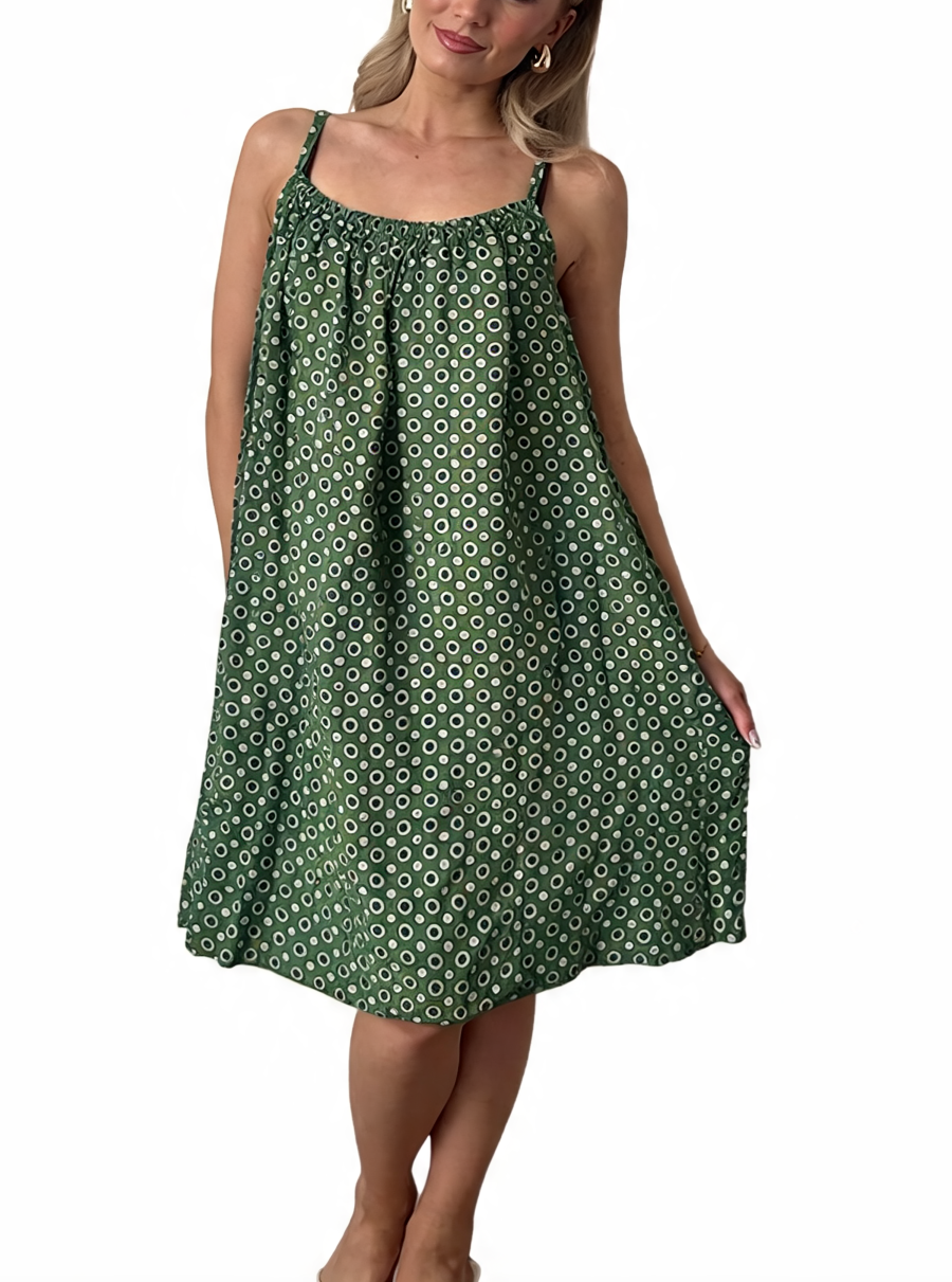 Polka Dot Scoop Neck Cami Midi Dress