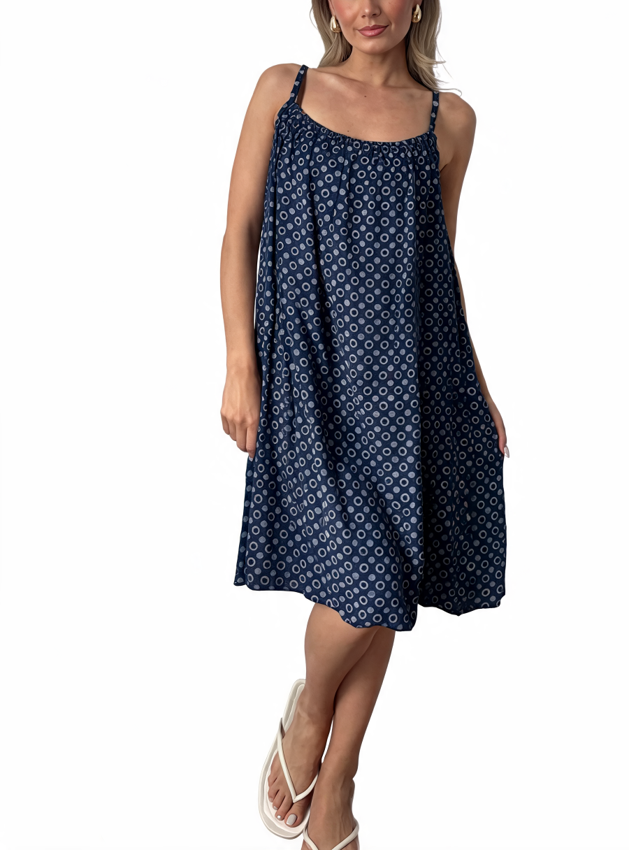 Polka Dot Scoop Neck Cami Midi Dress