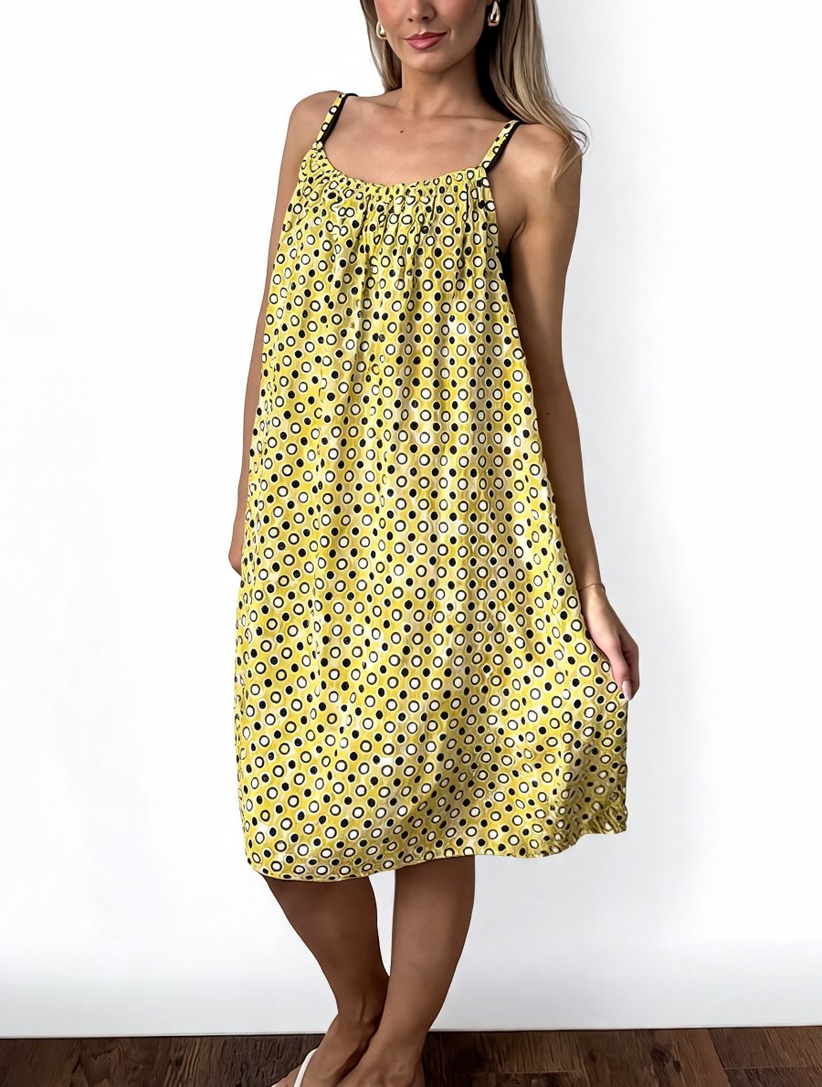 Polka Dot Scoop Neck Cami Midi Dress