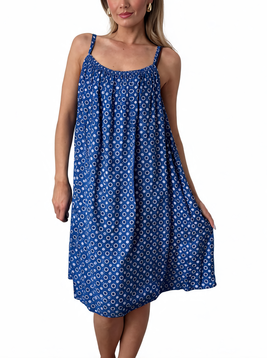 Polka Dot Scoop Neck Cami Midi Dress