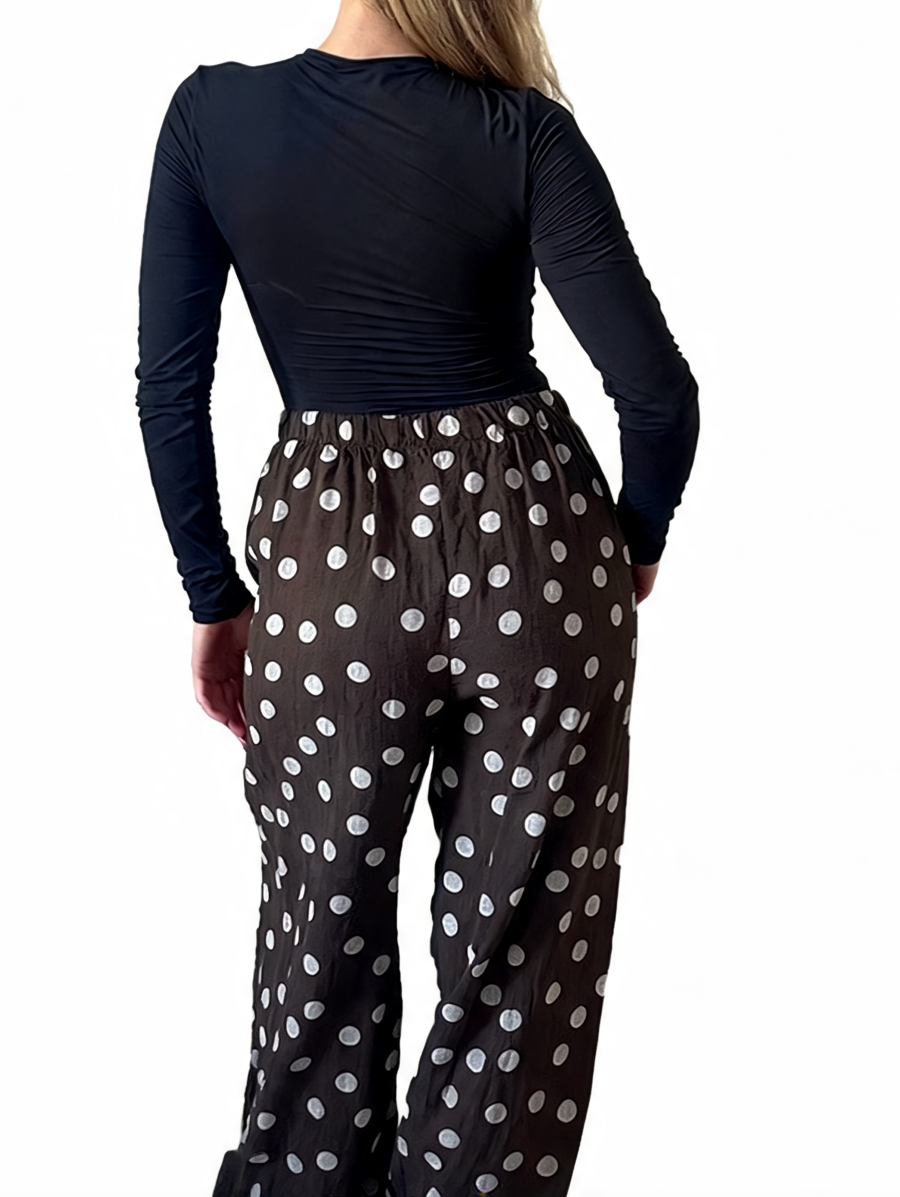 Polka Dot Wide-Leg Trousers