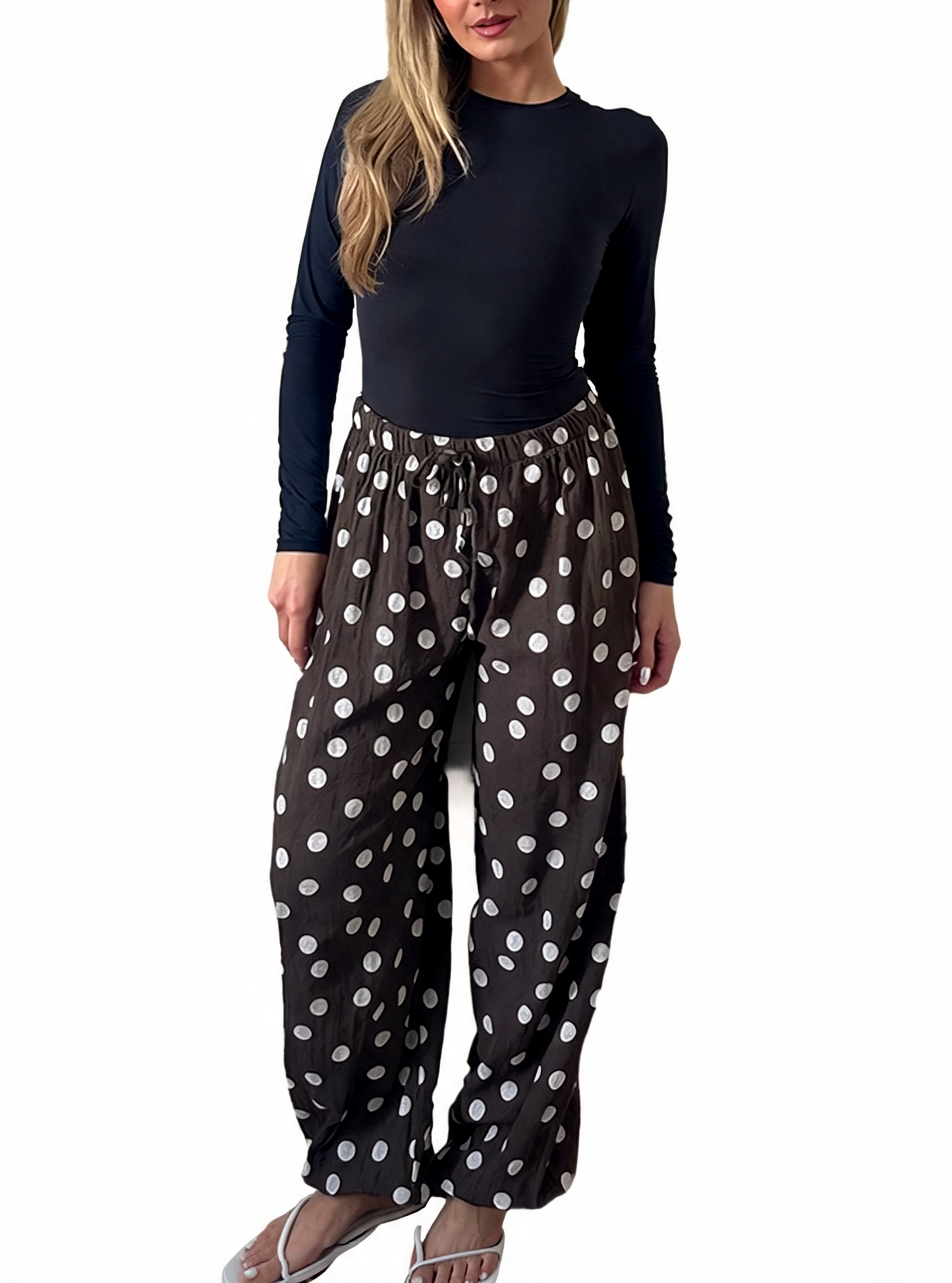 Polka Dot Wide-Leg Trousers