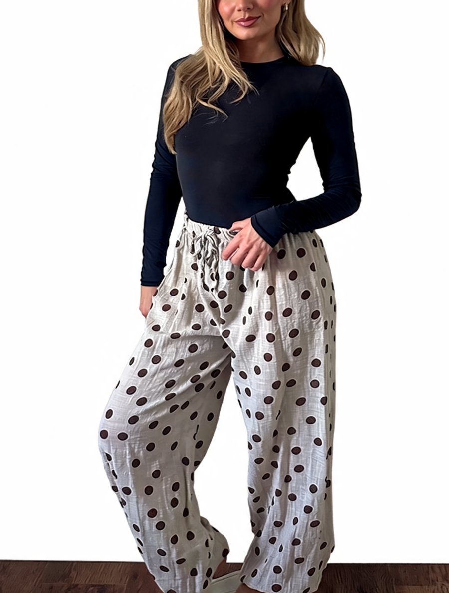 Polka Dot Wide-Leg Trousers